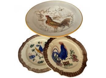 Large Deruta Ceramic Bowl Made In Italy, Plus (2) Plates