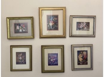 Six Matching Framed Floral Prints
