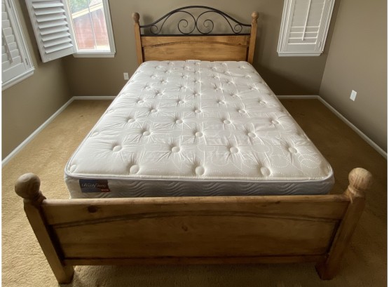 Queen Size Beauty Sleep Mattress In Rustic Bed Frame. In Great Condition