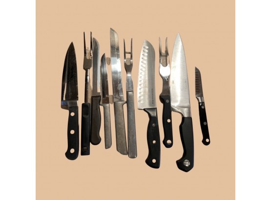 Various Large Kitchen Knives, Calphalon, Kitchen Aid, Hoffritz, Zwilling
