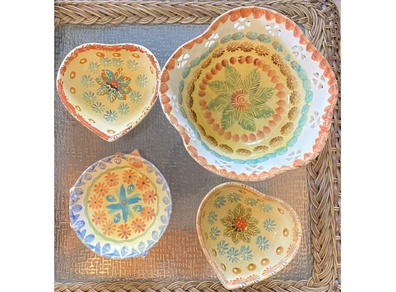 (4) Hand Painted Ceramic Bowls Made In Italy
