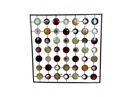 Large Square Metal Mirrored Wall Art Hues Of Gold, Rust And Greens