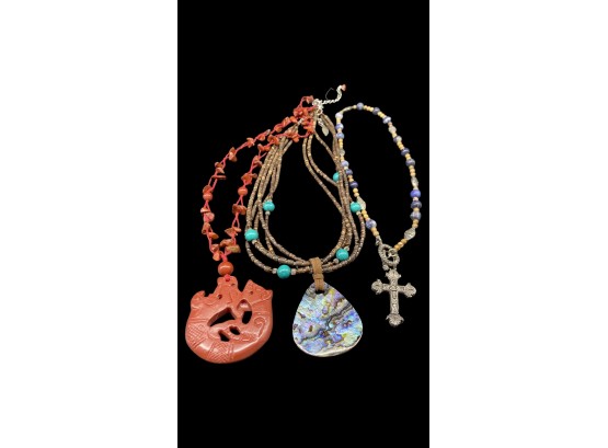 (3) Beautiful Statement Necklaces With Unique Pendants