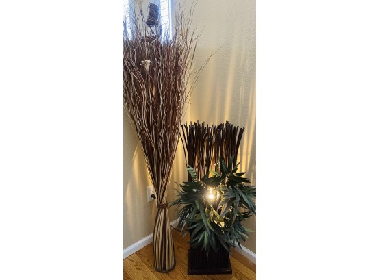 (2) Faux Plants. 1 Plant With Light Switch And Original $39.99 Price Tag Attached