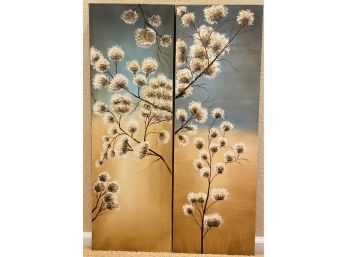 Set Of 2 Floral Framed Canvas Art Prints With Original Tags