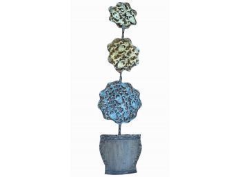 Metal Wall Hanging Of Potted Plant. Stands 35 Inches