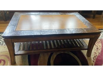 Beautiful Coffee Table With Tile Accent And Bottom Storage