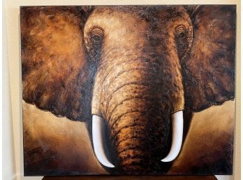 Stunning Tusks Canvas Painting   50 X 40