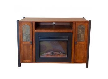 TV Stand With Electric Fireplace. Fireplace Works!!!  39 X 56 X 15