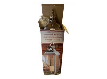 Stainless Steel Lantern For Christmas Decor. Stands Approximately 29 Inches