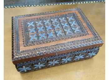 Beautiful Wooden Box With Sewing Supplies Inside