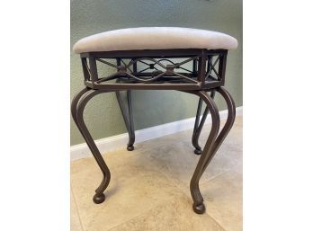 Vanity Stool With Cream Colored Cushion And Metal Base