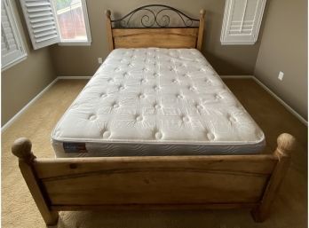 Queen Size Beauty Sleep Mattress In Rustic Bed Frame. In Great Condition