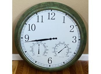 Brushed Green Large Wall Clock Approx 18' Diameter