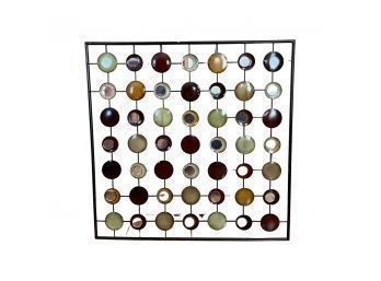 Large Square Metal Mirrored Wall Art Hues Of Gold, Rust And Greens