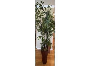 (2) Tall Faux Bamboo Potted Plants. Stands 7 Feet