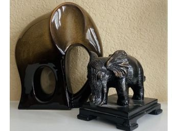(2) Darling Elephant Figurines, 1 Originally Purchased From Kohls For $19.99