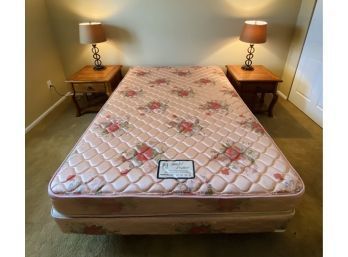 BEDROOM SET: Queen Size Mattress In Great Condition, Plus (2) Side Tables And Lamps