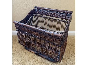 Dark Wood / Wicker Magazine Rack