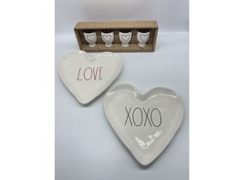 Lovely Rae Dunn Heart Styled Candy Trays And Egg Cups