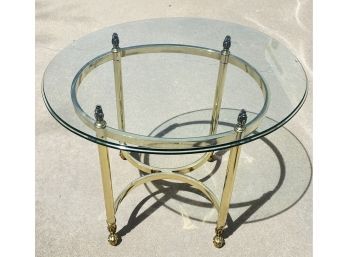 Set Of Gold Framed Glass Top Side Table And Dining Tables With Gold Detailing