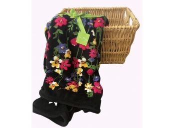 Beautiful Woven Basket And Vera Bradley Blanket-new With Tags