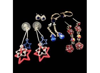 Red White And Blue Americana Jewelry: (5) Darling Earrings