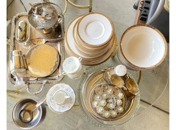 Antique Command Performance Gold Cuisine-Table Ware: Gold Rimmed Dinnerware, Tea Set, Silverware And More!