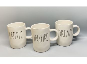 (3) Rae Dunn CREATE DREAM INSPIRE Coffee Mug Set Of 3 Artisan Collection By Magenta  With Original Tags
