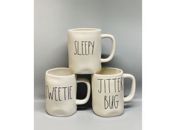 (3) Rae Dunn SWEETIE SLEEPY JITTER BUG Coffee Mug Set Of 3 Artisan Collection By Magenta  With Original Tags