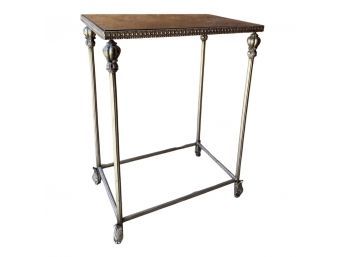 Solid Metal Accent Table With Black Granite Top