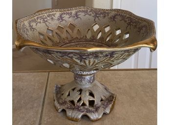 Beautiful Ornate 13 In. Footed Bowl