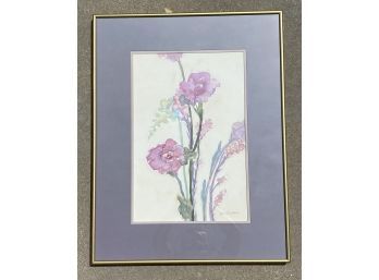 Jean F. Watson Hand Painted Watercolor Bouquet 20.5x26.5, Gold Ornate Frame