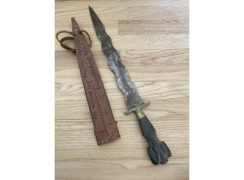 Antique Wave Blade Sword With Leather Cover From Japan