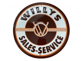 12 In. Metal Garage Sign, Willys Sales Service