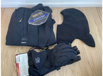 REI Gore-Tex Weather Pants, OR Pro Gloves And Head Cover, ALL BRAND NEW