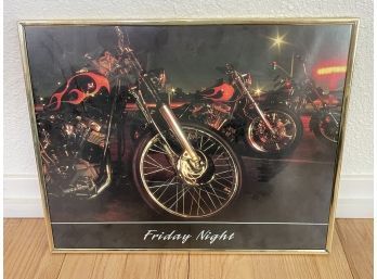Friday Night Framed Motorcycle Poster