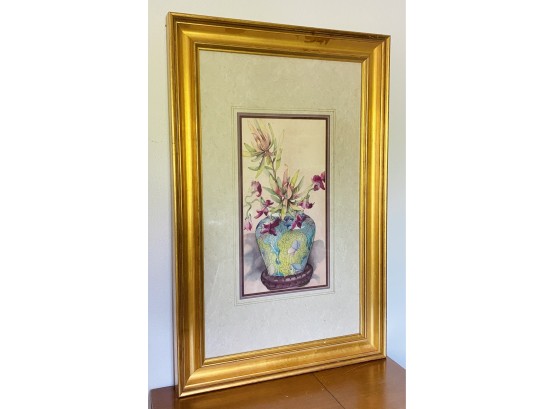 Vintage Watercolor Flower Pot Still Life Framed Art Print Painting