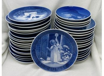 LARGE Collection Of Commemorative Royal Copenhagen Blue Painted Plates (38 Count)