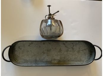 Decorative Tray For Kitchen Or Bathroom And Rae Dunn Thrive Terrarium With Misting Bottle