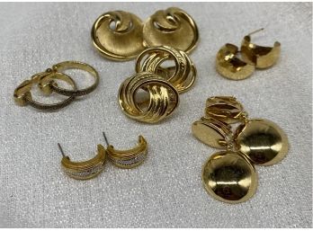 (6) Pairs Of Beautiful Gold Color Earrings