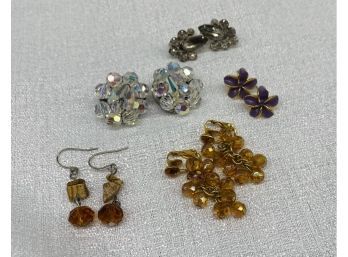 (5) Beautiful Pairs Of Beaded Earrings. Three Are Clip On
