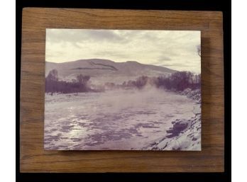 Landscape Photograph On Wooden Canvas, Mounted On 19 X 15 In. Board