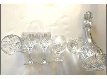 Set Of Long Stem And Short Stem Glasses With Pouring Vase