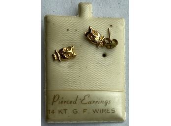 Owl Earrings With 14K Gold Filled Wires. One Broken