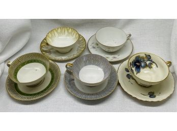 (5) Beautiful Teacups With Matching Saucer And Plates, Various Brands And Styles