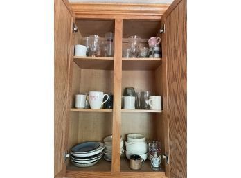 Cabinet Full Of Dishes!! Including Mugs, Plates, Glasses And Bowls