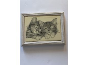 I Love My Cat 3 Picture Frame And Stenciled Kitty Cat Picture