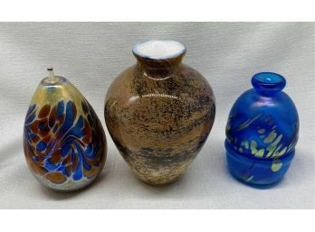 Collection Of (3) Stunning Glass Vases, Various Sizes