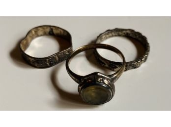 (3) Sterling Silver Rings, Weighed At 0.3 Oz Total
